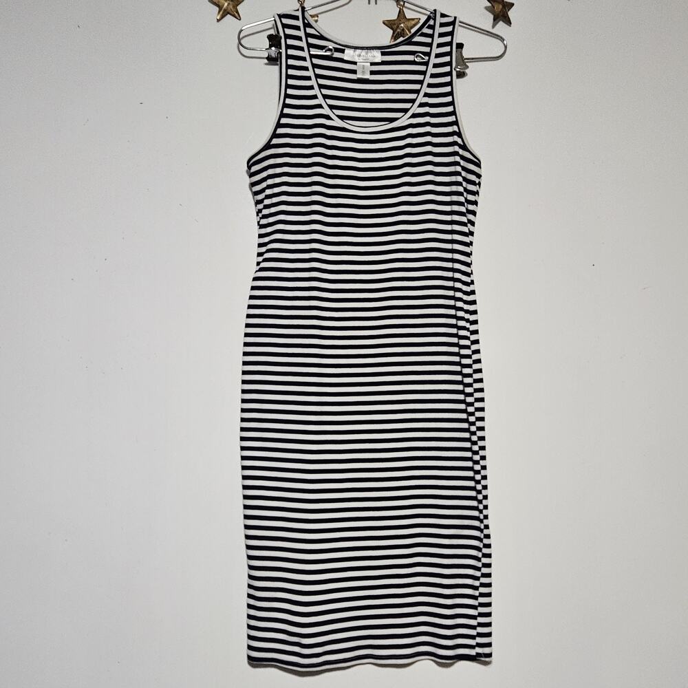 Motherhood Maternity Medium Maxi Stripe Dress Classic Preppy Nautical Festival